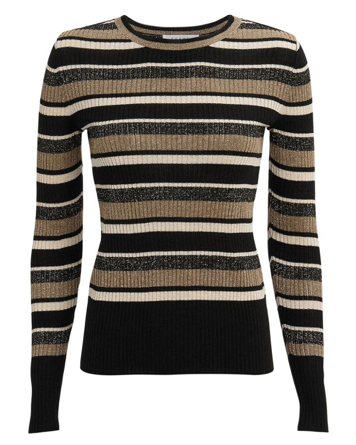 Frame Panel Striped Ribbed Top Black/gold M