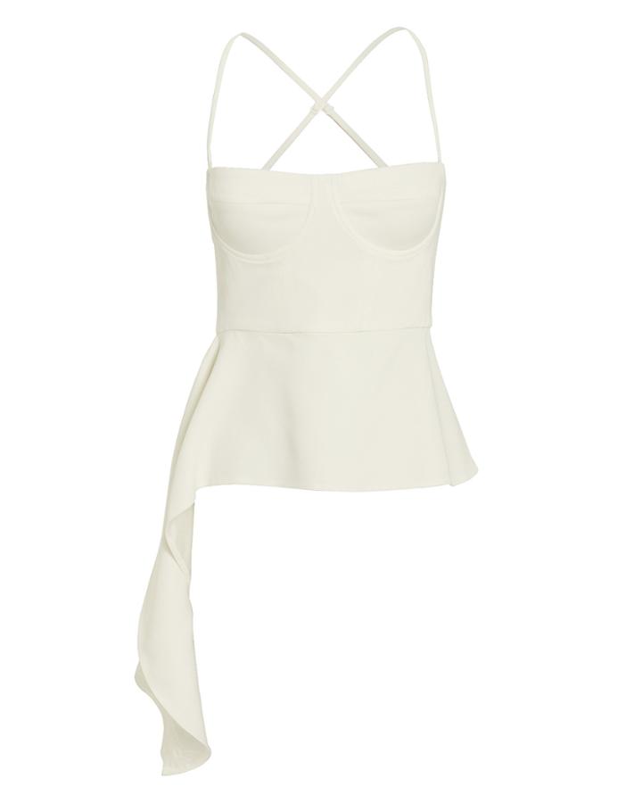 Michelle Mason Drape Accent Bustier Suiting Top Ivory 2