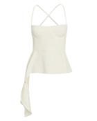 Michelle Mason Drape Accent Bustier Suiting Top Ivory 2