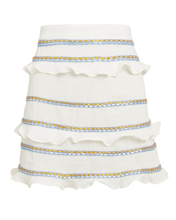 Clube Bossa Harnike Embroidered Mini Skirt White S