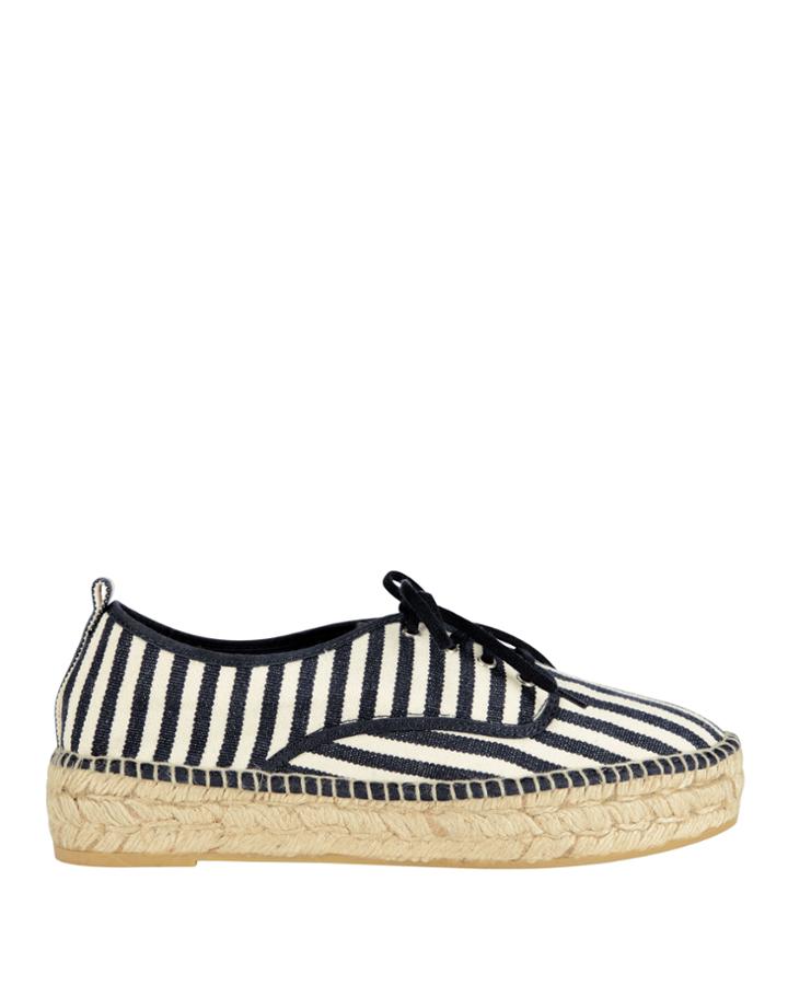 Loeffler Randall Alfie Espadrille Striped Platform Sneakers White 36