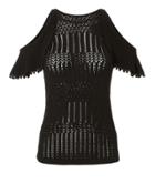 Jonathan Simkhai Cold Shoulder Crochet Top Black S