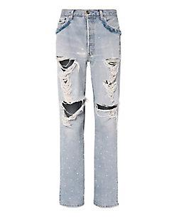 Jonathan Simkhai Distressed Beaded Jeans