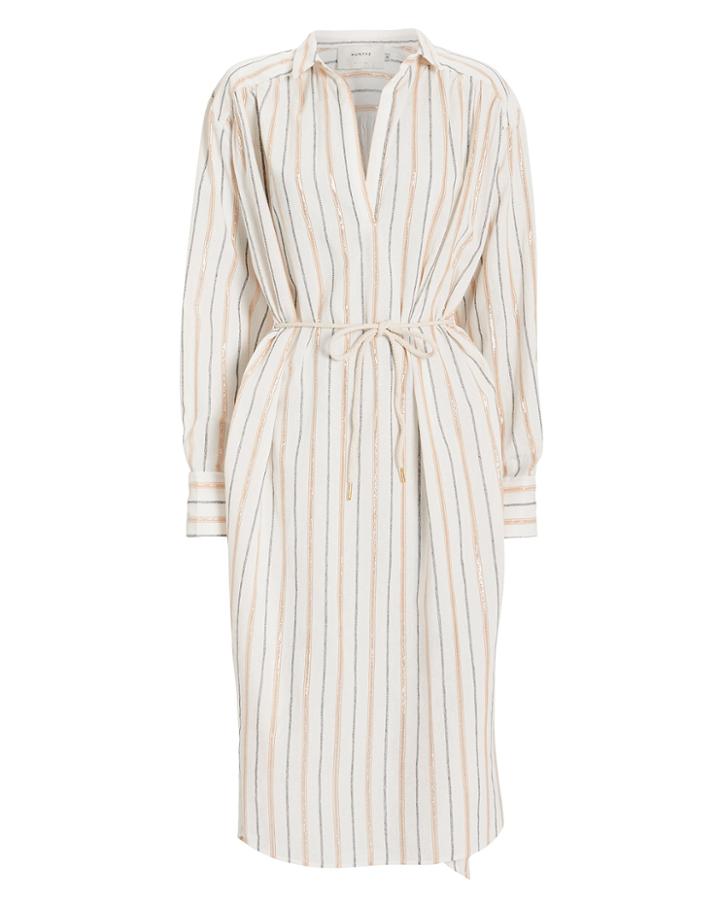 Munthe Anyway Lurex Shirt Dress Ivory/metallic Stripe 38