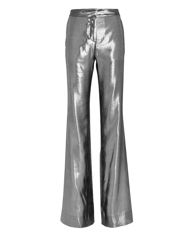 Derek Lam 10 Crosby Silver Lam Trousers Gunmetal 00