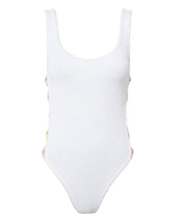 Hunza G Greta Multicolored Bow One Piece Swimsuit White 1size