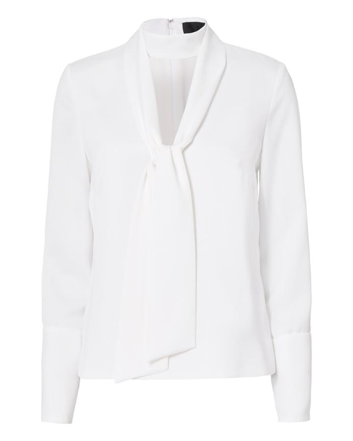 Exclusive For Intermix Rinnah Tie Detail Choker Neck Blouse Ivory P