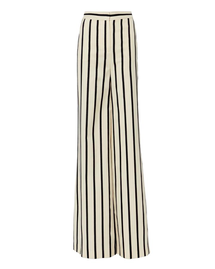 Veronica Beard Xena Striped Wide Leg Pants White 6