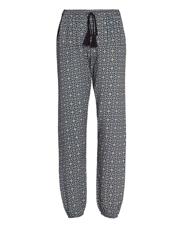 Flannel Beaded Geometric Print Pant