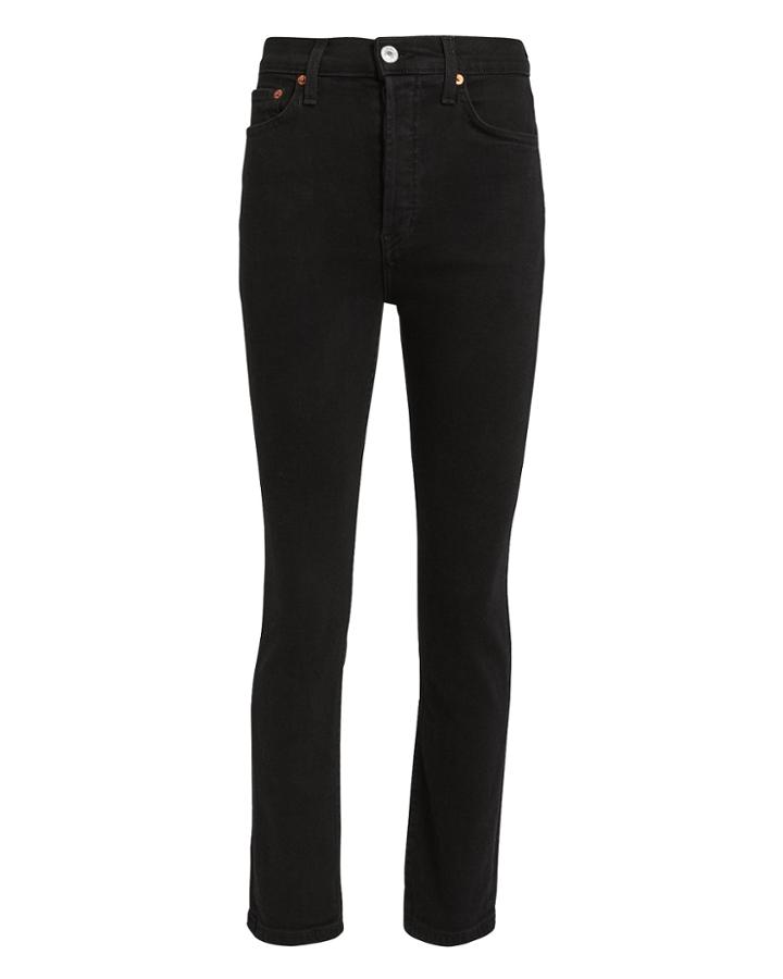 Re/done Power Stretch Black Cropped Jeans Black 27