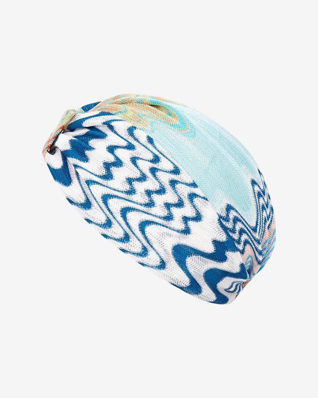 Missoni Mare Zig Zag Yop Knot Knit Turban: Blue