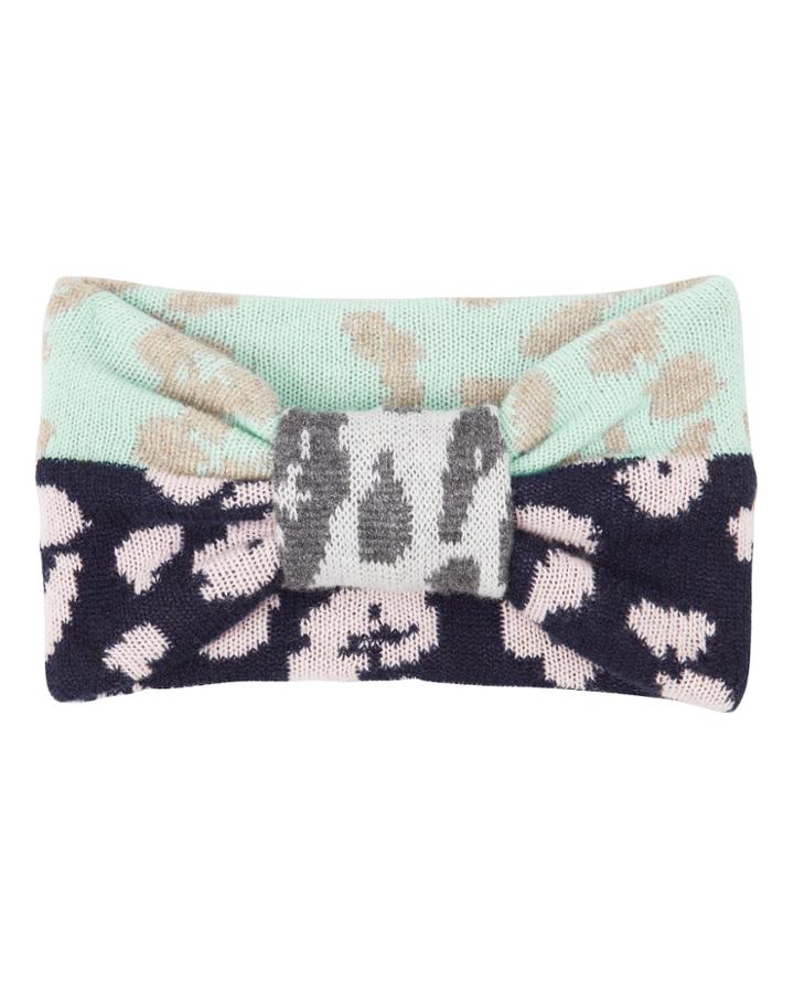 Missoni Cheetah Print Cashmere Headband Mint/navy/beige 1size