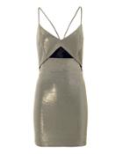 Michelle Mason Cutout Detail Platinum Mini Dress Silver Zero