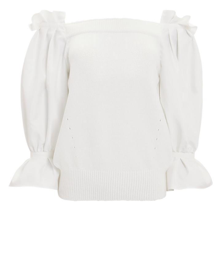 Adeam Off Shoulder Puff Sleeve Sweater White P