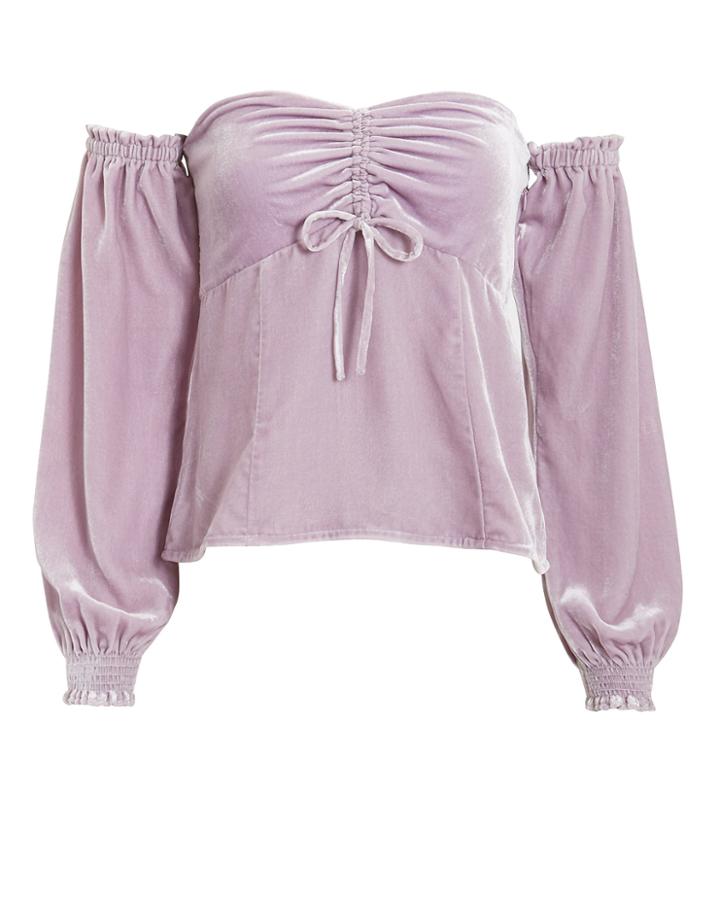 Exclusive For Intermix Intermix Penelope Off Shoulder Top Light Purple 2