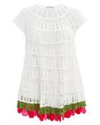 My Beachy Side Carmen Crochet Mini Dress White/green/pink 1size