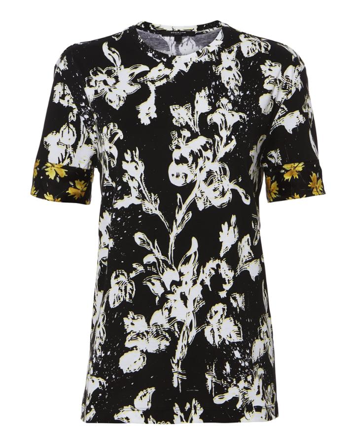 Derek Lam Floral Print Tee Blk/wht P