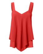 Derek Lam 10 Crosby Poppy Silk Tiered Blouse Red 6