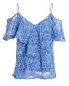 Hofmann Copenhagen Janine Cold Shoulder Lace Top Blue 36