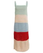 Suboo Lucy Striped Knit Sleeveless Dress Green/ivory/red S