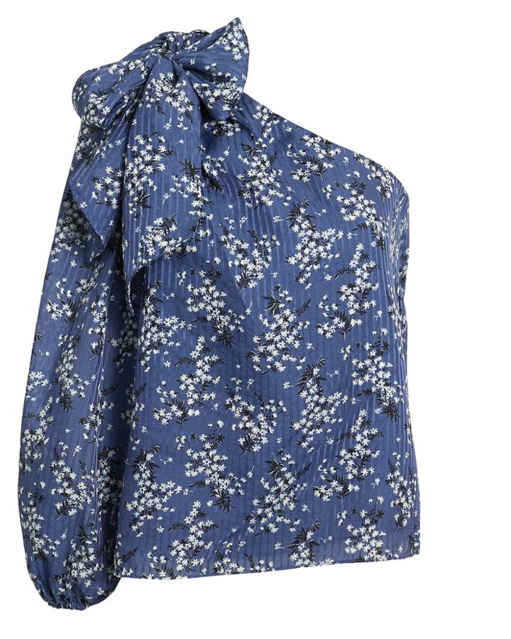 Ulla Johnson Enid One Shoulder Blouse Blue Floral 4