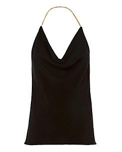 Cushnie Et Ochs Gold Chain Halter Crepe Top
