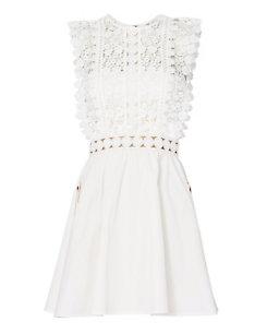 Self-portrait Floral Lace Poplin Minidress