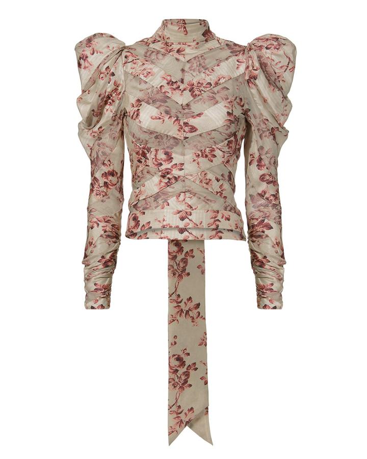 Zimmermann Unbridled Chevron Silk Blouse Multi Zero