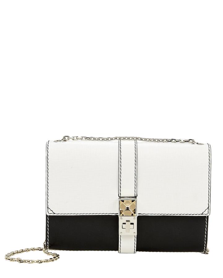 Proenza Schouler Ps11 Colorblock Chain Clutch Black/white Leather 1size