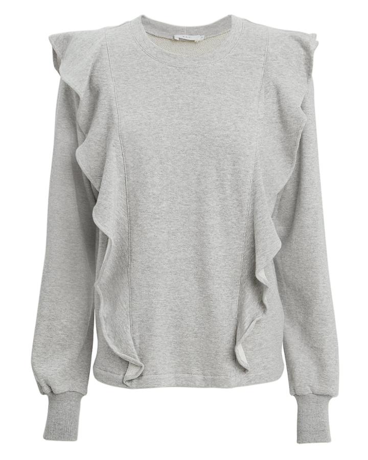 Alc A.l.c. Keller Ruffle Sweatshirt Grey-lt S