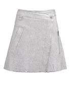 Derek Lam 10 Crosby Metallic Faux Wrap Mini Skirt Silver 6