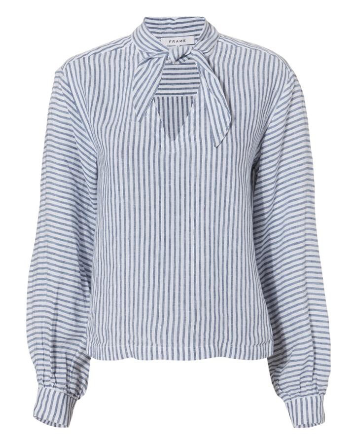 Frame Handkerchief Striped Linen Top Blue-med P