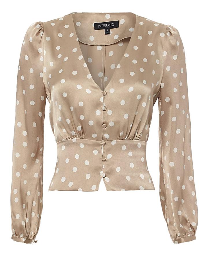 Exclusive For Intermix Intermix Flora Polka Dot Silk Blouse Blush 8