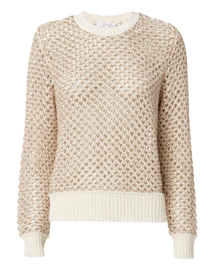 Derek Lam 10 Crosby Honeycomb Open Weave Sweater Multi-lt M