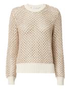 Derek Lam 10 Crosby Honeycomb Open Weave Sweater Multi-lt M