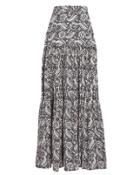 Veronica Beard Serence Hibiscus Floral Poplin Maxi Skirt Black/beige 6