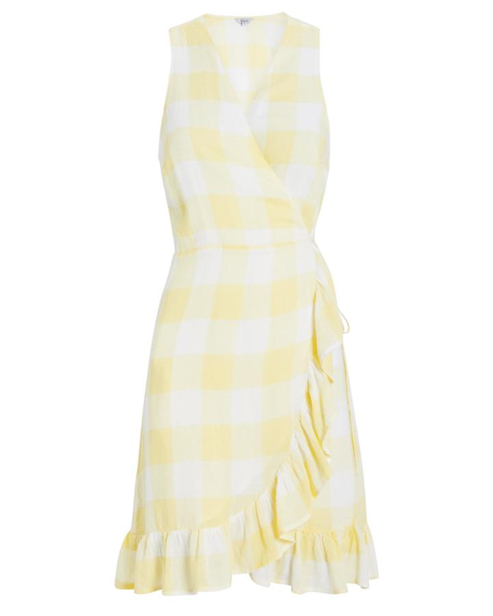 Rails Madison Wrap Dress Yellow/gingham L