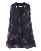 Derek Lam 10 Crosby Floral Trapeze Tank Navy Zero
