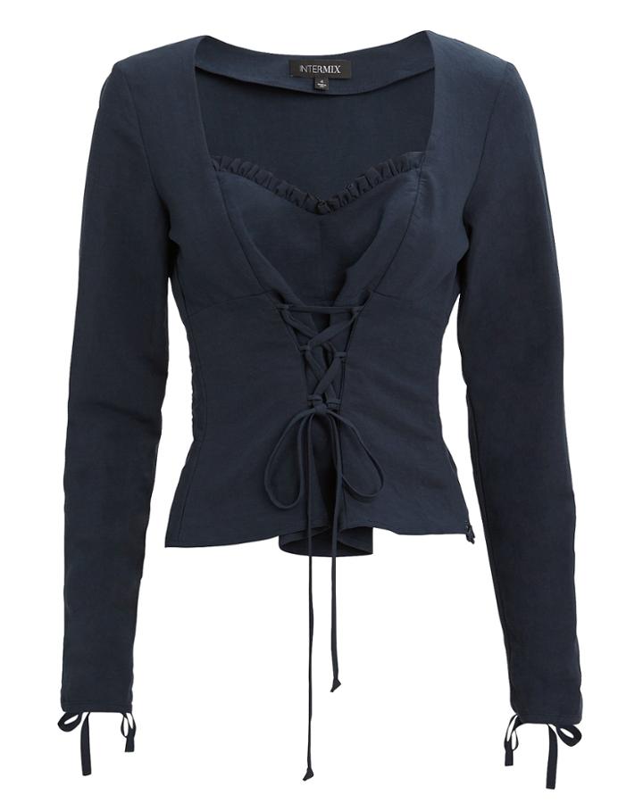 Exclusive For Intermix Intermix Ariah Lace-up Top Navy Zero