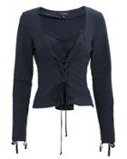 Exclusive For Intermix Intermix Ariah Lace-up Top Navy Zero