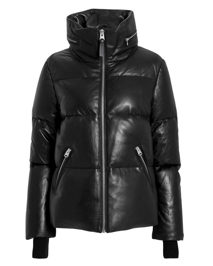 Mackage Leather Puffer Jacket Black M