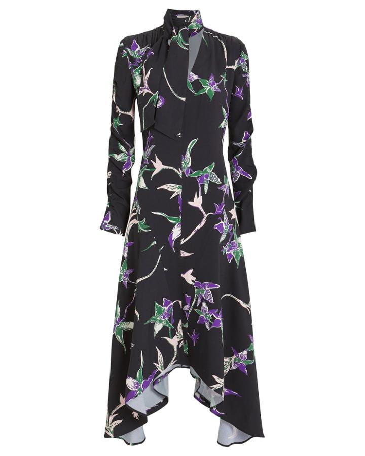 La Double J La Doublej Martha Crepe Long Sleeve Dress Black/orchid M