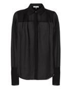 Frame Pleated Cuffs Sheer Noir Blouse Black P