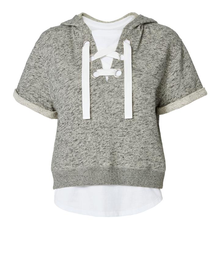 Derek Lam 10 Crosby Lace-up Hoodie And Tee Lt Grey P