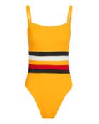 Solid & Striped X Re/done Malibu Colorblock Mustard Stripe One Piece Swimsuit Mustard P
