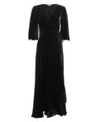 Ganni Silk Velvet Wrap Maxi Dress Black 40