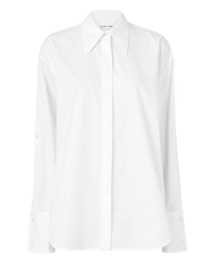 Helmut Lang Sateen-striped Sleeve Placket Shirt White M