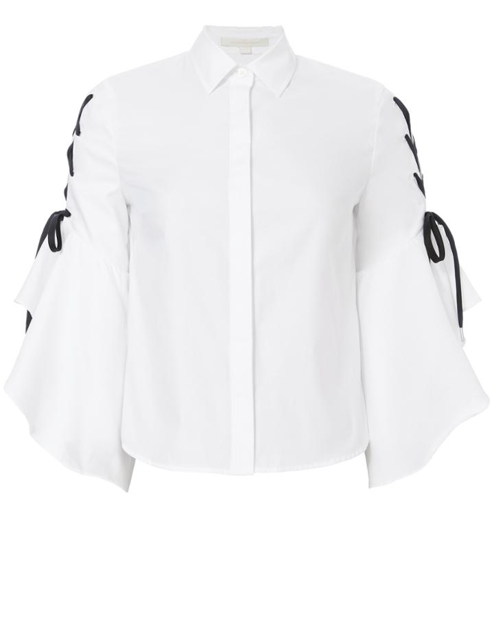 &quot;jonathan Simkhai Lace-up Sleeve Poplin Shirt&quot;