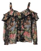 Needle & Thread Paradise Rose Shimmer Top Black Zero