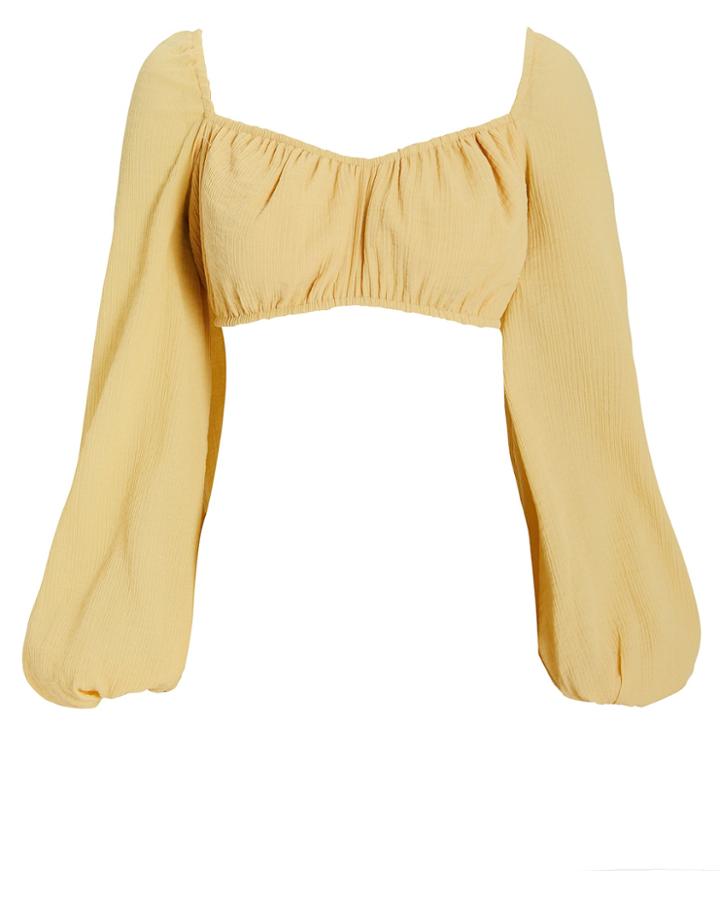 Cult Gaia Clara Linen Crop Top Yellow L